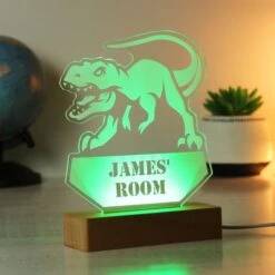 Personalised Dinosaur Wooden Based LED Light -Personalise Store p0113a67 7