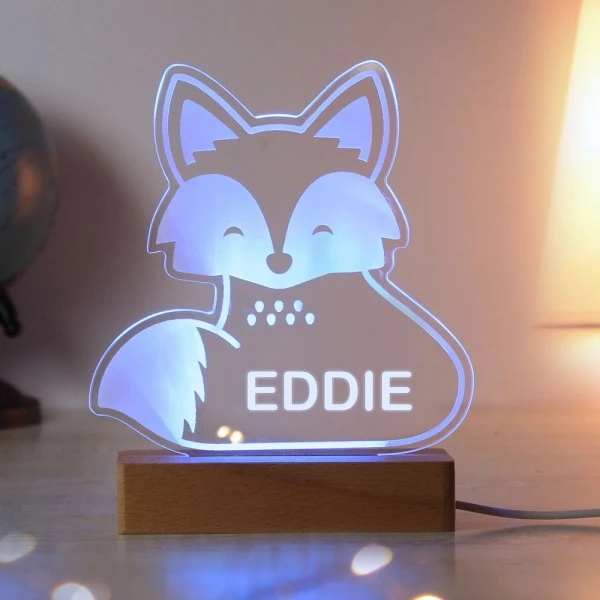 Personalised Fox Wooden Based LED Light 5 Personalised Fox Wooden Based LED Light - Image 3