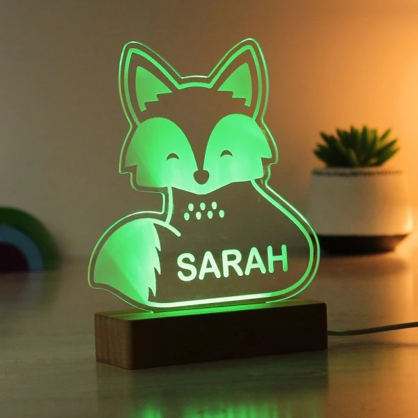 Personalised Fox Wooden Based LED Light 6 Personalised Fox Wooden Based LED Light - Image 4