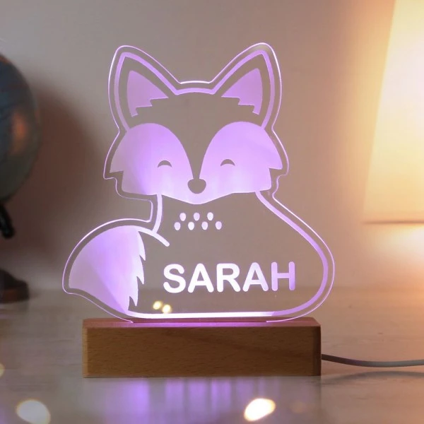 Personalised Fox Wooden Based LED Light 8 Personalised Fox Wooden Based LED Light - Image 6