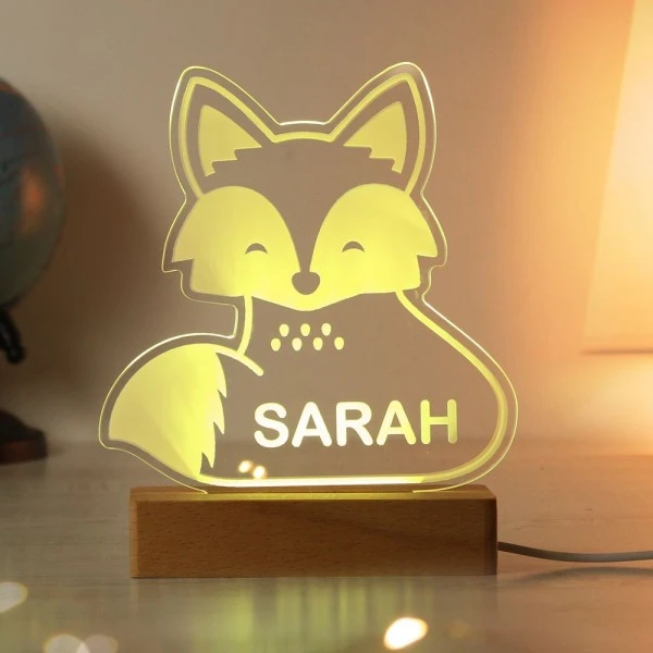 Personalised Fox Wooden Based LED Light 9 Personalised Fox Wooden Based LED Light - Image 7