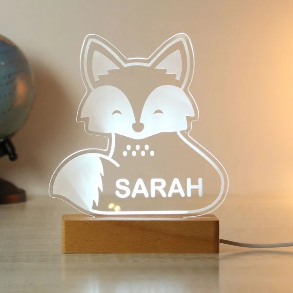 Personalised Fox Wooden Based LED Light 10 Personalised Fox Wooden Based LED Light - Image 8