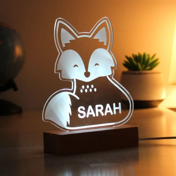 Personalised Fox Wooden Based LED Light 11 Personalised Fox Wooden Based LED Light - Image 9