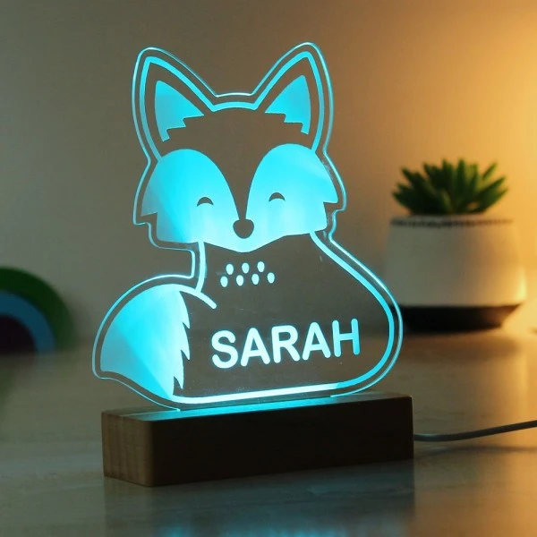 Personalised Fox Wooden Based LED Light 12 Personalised Fox Wooden Based LED Light - Image 10