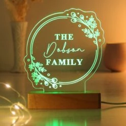 Personalised Floral Wooden Based LED Light -Personalise Store p0113a70 6