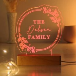 Personalised Floral Wooden Based LED Light -Personalise Store p0113a70 9