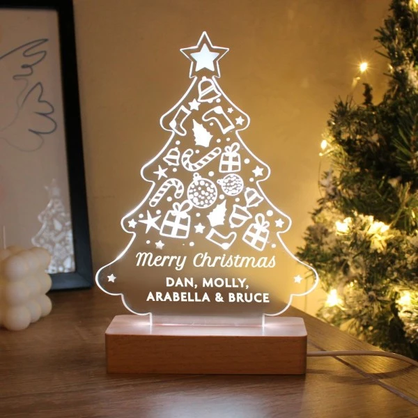 Personalised Christmas Tree Wooden Based LED Light 2 Personalised Christmas Tree Wooden Based LED Light
