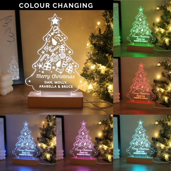 Personalised Christmas Tree Wooden Based LED Light 3 Personalised Christmas Tree Wooden Based LED Light - Image 2