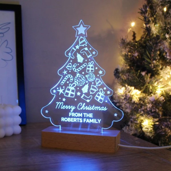 Personalised Christmas Tree Wooden Based LED Light 10 Personalised Christmas Tree Wooden Based LED Light - Image 9