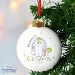 Personalised The Snowman And The Snowdog My 1st Christmas Bauble 9 Personalised The Snowman And The Snowdog My 1st Christmas Bauble -Personalise Store p0305g56 2