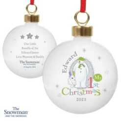 Personalised The Snowman And The Snowdog My 1st Christmas Bauble 11 Personalised The Snowman And The Snowdog My 1st Christmas Bauble -Personalise Store p0305g56 4