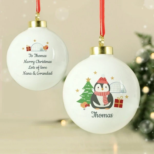 Personalised Christmas Penguin Bauble 3 Personalised Christmas Penguin Bauble