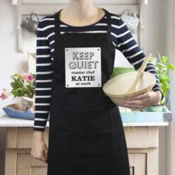 Personalised Keep Quiet Black Apron 9 Personalised Keep Quiet Black Apron -Personalise Store p0510e10 2