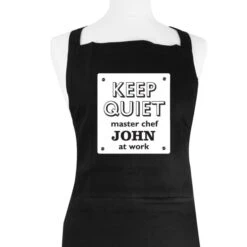 Personalised Keep Quiet Black Apron 11 Personalised Keep Quiet Black Apron -Personalise Store p0510e10 4