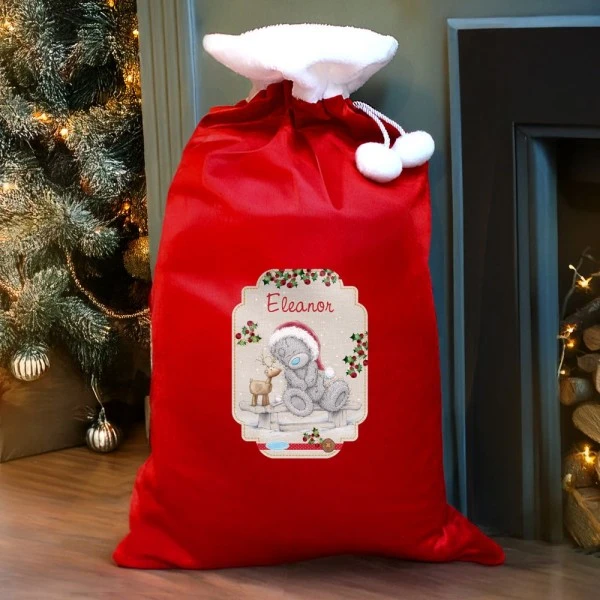 Personalised Me To You Reindeer Luxury Pom Pom Red Sack 4 Personalised Me To You Reindeer Luxury Pom Pom Red Sack - Image 2