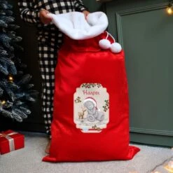 Personalised Me To You Reindeer Luxury Pom Pom Red Sack 7 Personalised Me To You Reindeer Luxury Pom Pom Red Sack -Personalise Store p0510g08 2