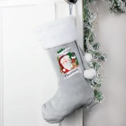 Personalised Christmas Santa Grey Stocking 8 Personalised Christmas Santa Grey Stocking -Personalise Store p0510j16 2