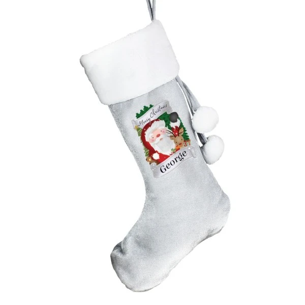 Personalised Christmas Santa Grey Stocking 6 Personalised Christmas Santa Grey Stocking - Image 4