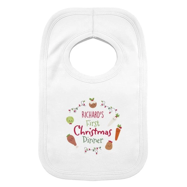 Personalised "First Christmas Dinner" Bib 4 Personalised "First Christmas Dinner" Bib - Image 2