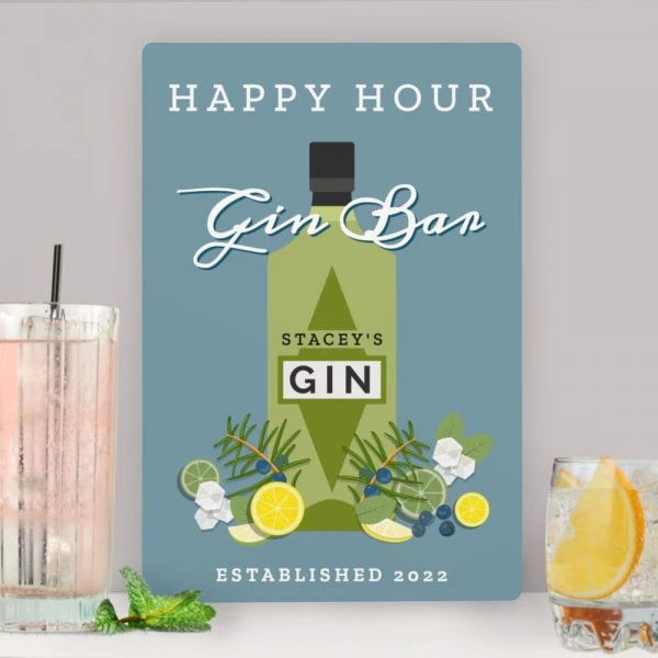 Personalised Gin Bar Metal Sign 3 Personalised Gin Bar Metal Sign