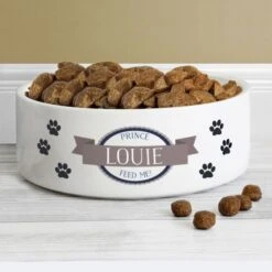 Personalised Blue Paws 14cm Medium White Pet Bowl -Personalise Store p0805g49 4