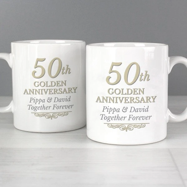 Personalised 50th Golden Anniversary Mug Set 3 Personalised 50th Golden Anniversary Mug Set