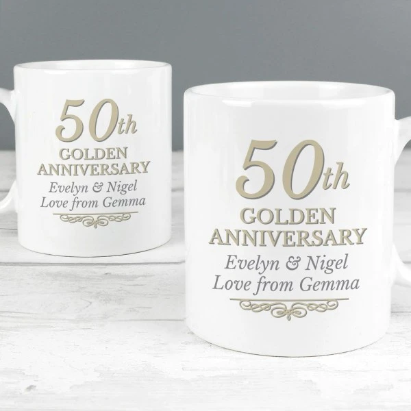 Personalised 50th Golden Anniversary Mug Set 5 Personalised 50th Golden Anniversary Mug Set - Image 3