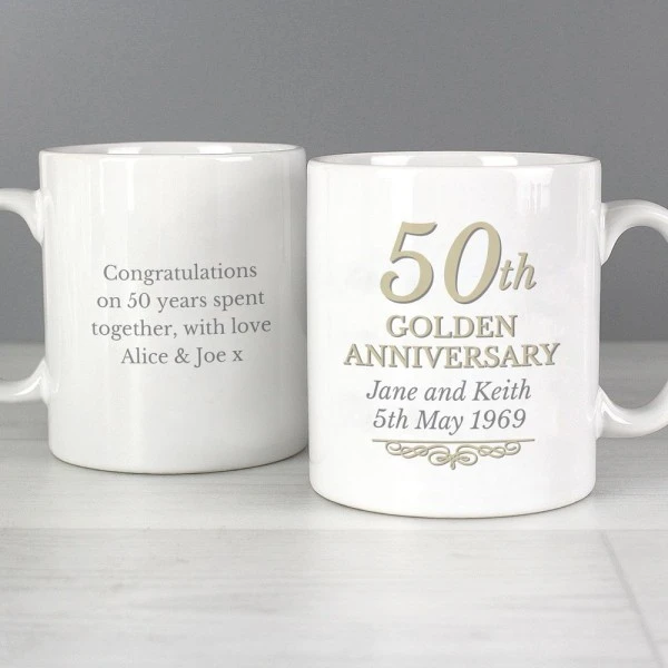 Personalised 50th Golden Anniversary Mug Set 6 Personalised 50th Golden Anniversary Mug Set - Image 4