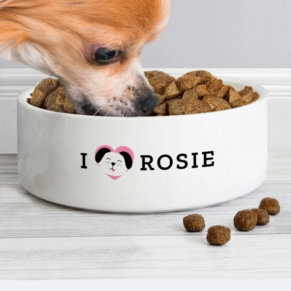 Personalised I Love My Dog - Cute Design 14cm Medium Ceramic White Pet Bowl 6 Personalised I Love My Dog - Cute Design 14cm Medium Ceramic White Pet Bowl - Image 4