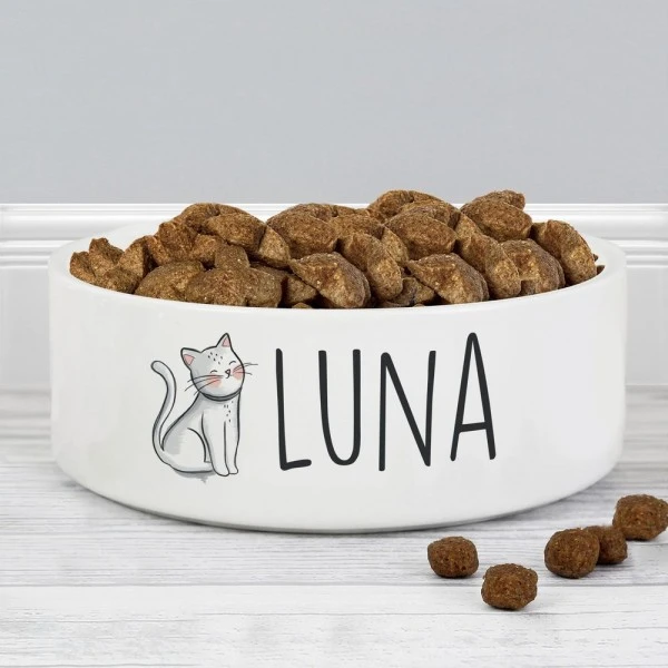Personalised Scribble Cat 14cm Medium Pet Bowl 5 Personalised Scribble Cat 14cm Medium Pet Bowl - Image 3