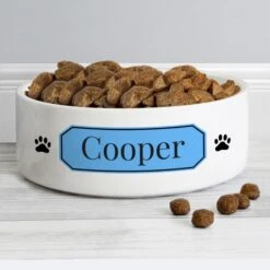 Personalised Blue Plaque 14cm Medium Pet Bowl -Personalise Store p0805k87 3