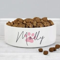 Personalised Pink Paw Print Name 14cm Medium Pet Bowl -Personalise Store p0805m94 2