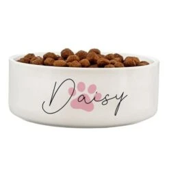 Personalised Pink Paw Print Name 14cm Medium Pet Bowl -Personalise Store p0805m94 3