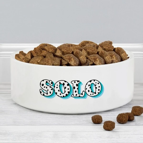 Personalised Blue Spots Name 14cm Medium Pet Bowl 3 Personalised Blue Spots Name 14cm Medium Pet Bowl