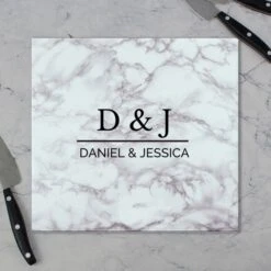 Personalised Marble Effect Glass Chopping Board/Worktop Saver -Personalise Store p080781 3