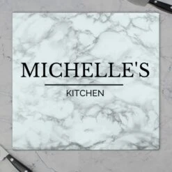 Personalised Marble Effect Glass Chopping Board/Worktop Saver -Personalise Store p080781 4