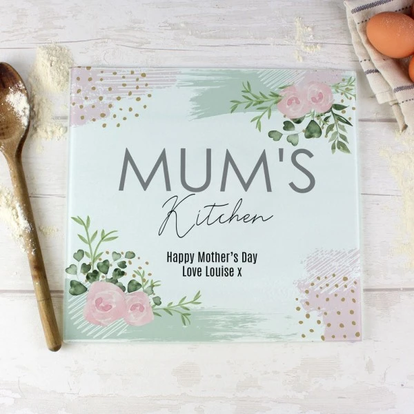 Personalised Abstract Rose Glass Chopping Board/Worktop Saver 3 Personalised Abstract Rose Glass Chopping Board/Worktop Saver