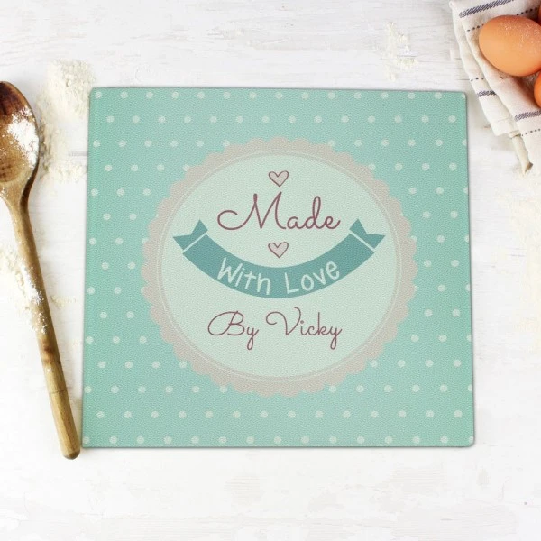 Personalised Made With Love Glass Chopping Board/Worktop Saver 4 Personalised Made With Love Glass Chopping Board/Worktop Saver - Image 2