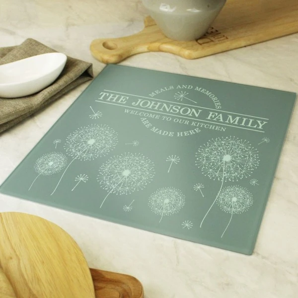 Personalised Dandelion Glass Chopping Board/Worktop Saver 4 Personalised Dandelion Glass Chopping Board/Worktop Saver - Image 2