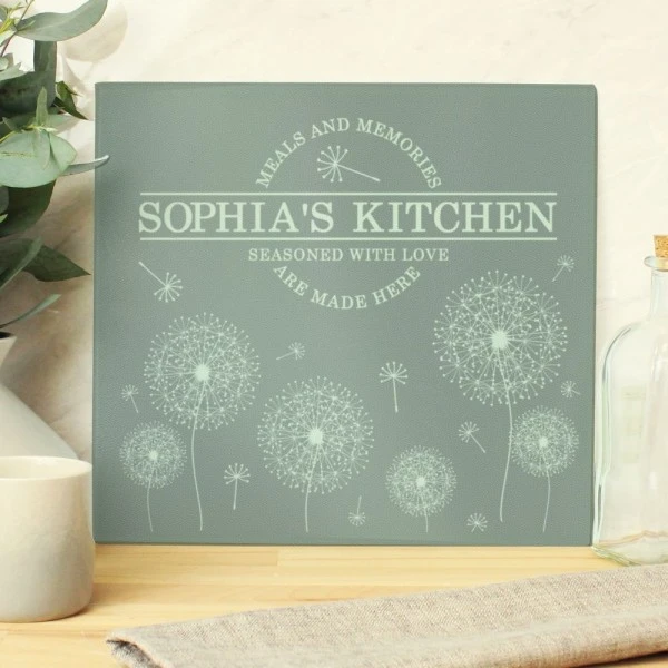 Personalised Dandelion Glass Chopping Board/Worktop Saver 6 Personalised Dandelion Glass Chopping Board/Worktop Saver - Image 4