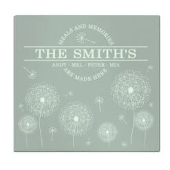 Personalised Dandelion Glass Chopping Board/Worktop Saver 12 Personalised Dandelion Glass Chopping Board/Worktop Saver -Personalise Store p080801 4