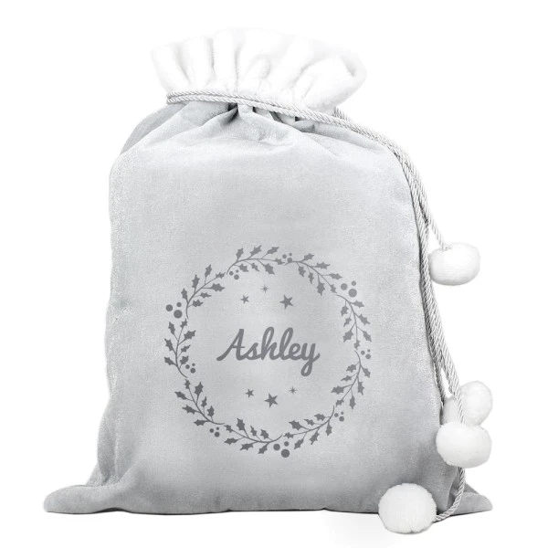 Personalised Holly Grey Christmas Sack 7 Personalised Holly Grey Christmas Sack - Image 5