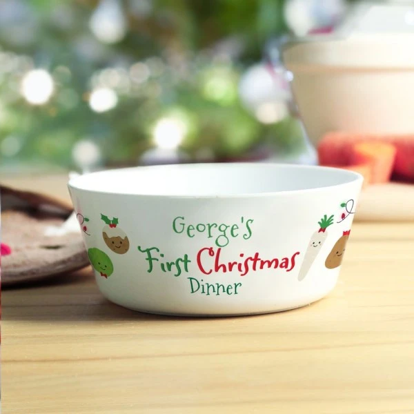 Personalised 1st Christmas Dinner Plastic Bowl 4 Personalised 1st Christmas Dinner Plastic Bowl - Image 2