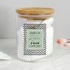 Personalised Free Text Glass Jar With Bamboo Lid