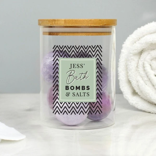 Personalised Free Text Glass Jar With Bamboo Lid 4 Personalised Free Text Glass Jar With Bamboo Lid - Image 2