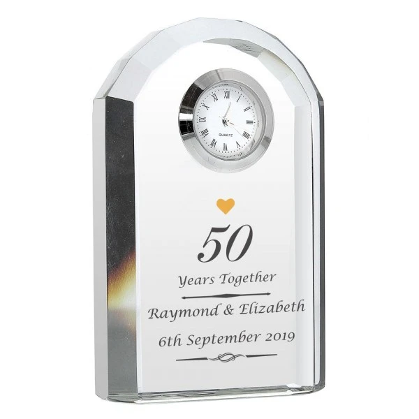 Personalised Golden Anniversary Crystal Clock 4 Personalised Golden Anniversary Crystal Clock - Image 2