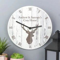 Personalised Highland Stag Shabby Chic Wooden Clock 10 Personalised Highland Stag Shabby Chic Wooden Clock -Personalise Store p1011c25 3