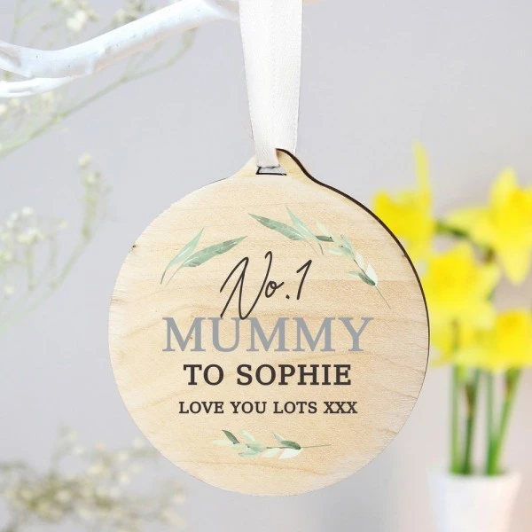 Personalised Leaf Decor Round Wooden Decoration 4 Personalised Leaf Decor Round Wooden Decoration - Image 2