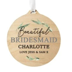 Personalised Leaf Decor Round Wooden Decoration 13 Personalised Leaf Decor Round Wooden Decoration -Personalise Store p1011f12 4