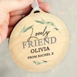 Personalised Leaf Decor Round Wooden Decoration 14 Personalised Leaf Decor Round Wooden Decoration -Personalise Store p1011f12 5